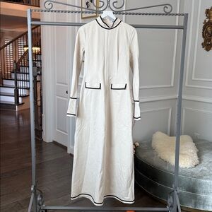 New With Tags Batul the Collection Talia Long-Sleeve Maxi Dress Cream & Black L
